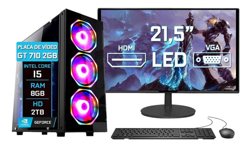 Pc Gamer Barato Completo Intel I5 8gb Hd 2tb Monitor 21